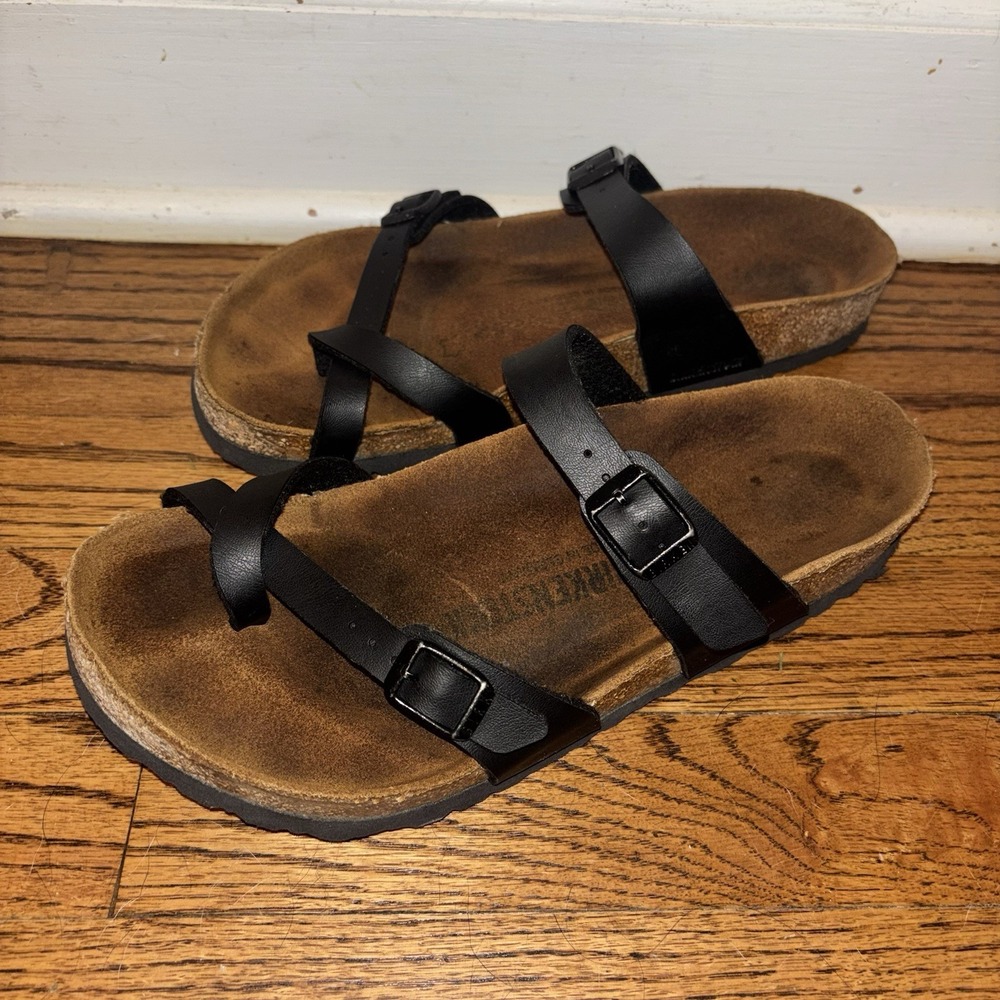 Birkenstock Mayari Black Birko-Flor Toe Loop Sandals Womens 40 L9 M7 - Picture 2 of 13